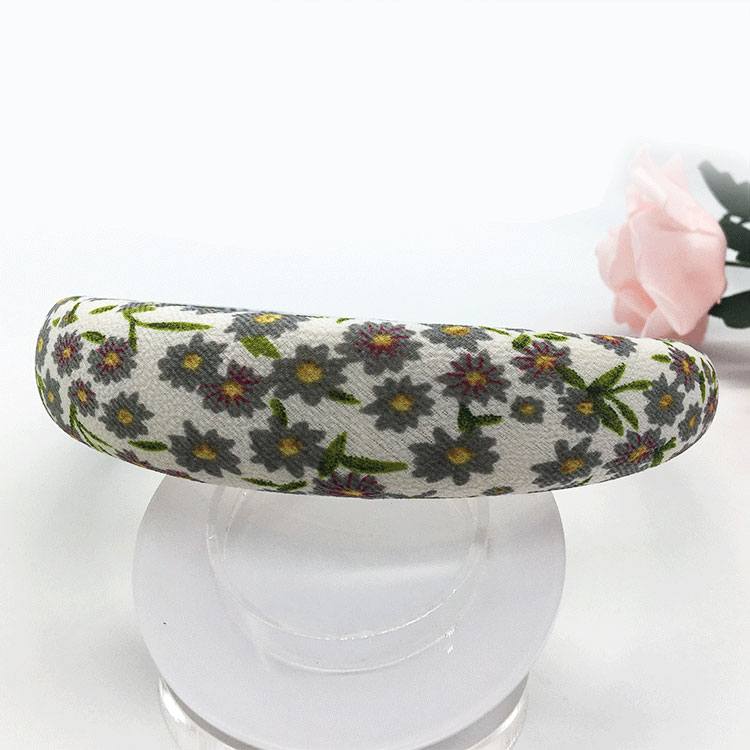 Unique european hair band Fashion Floral Digital Print Foam Wash Up Hair Bands Suede Sponge Padded Fabric Headbands