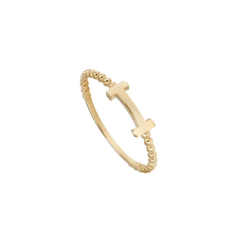 14K simple plain gold ring female