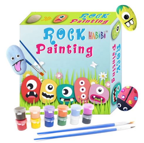 ROCK PAINTING KIT $ ROCK DRAWING & High quality acrylic pigment & waterproof Rock Painting Kit Kids