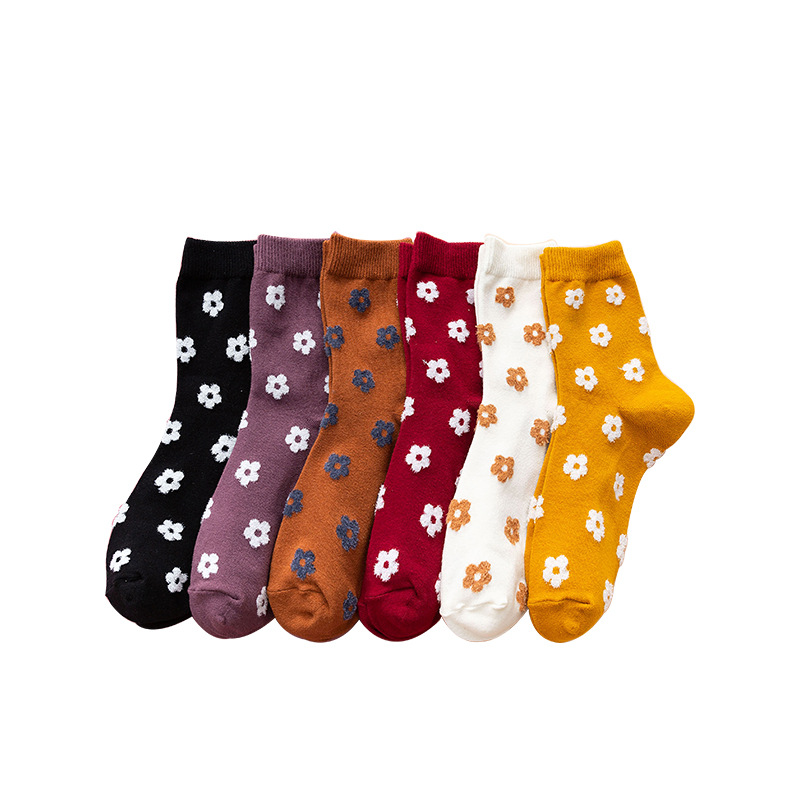 three-dimensional flower socks ins fashion stockings cotton breathable sweat absorption manufacturers wholesale