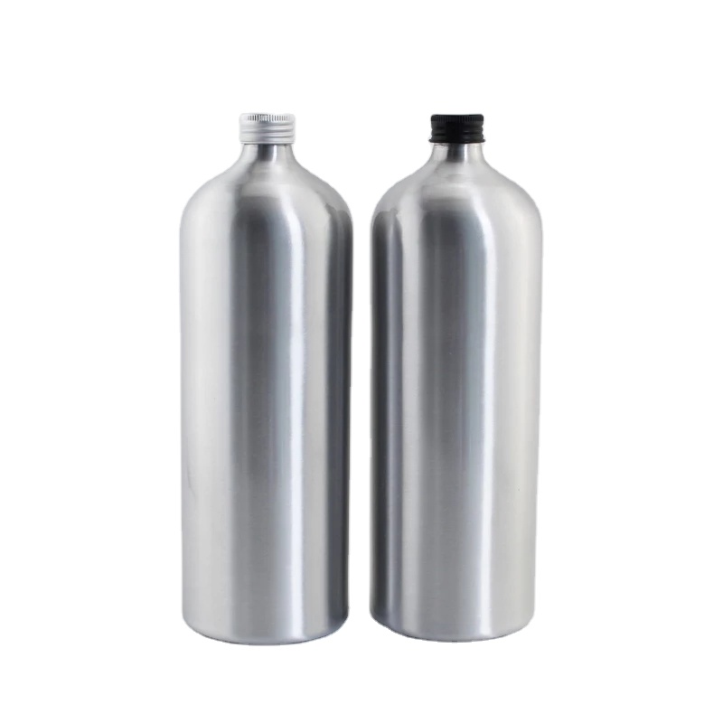 wholesale big volume 1000ml silver aluminum bottle with screw cap 1L metal bottle packaging