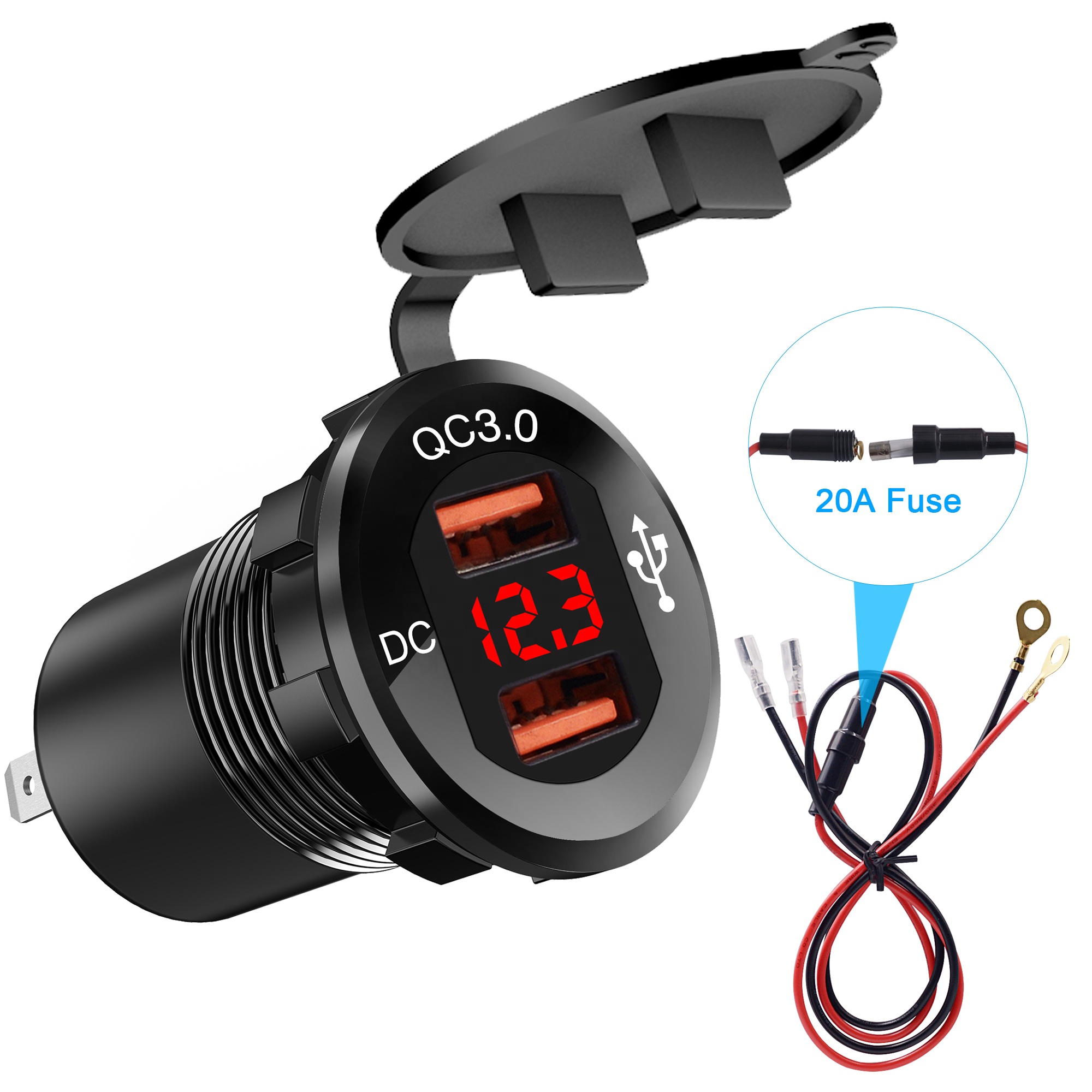 Морской катер с QC3.0 USB зарядное устройство 12V/24V 30 Вт корпус из алюминиевого сплава водонепроницаемый двойной QC3.0 устройство для быстрой зарядки с usb-портом, электрических штепсельных розеток