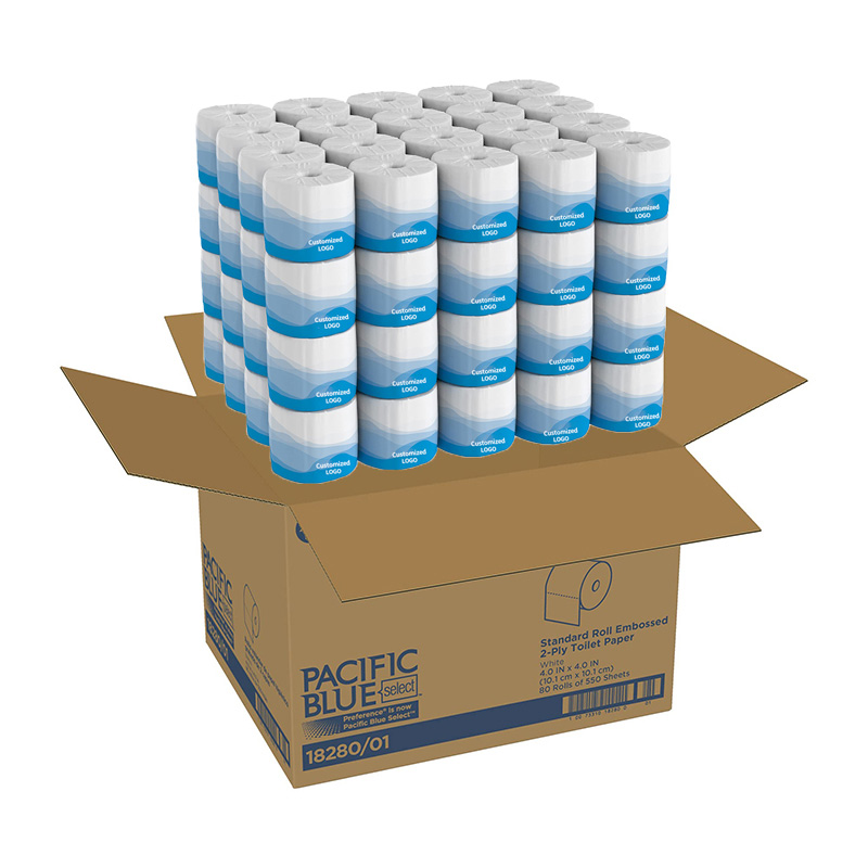 Eco Friendly Custom Logo Toilet Paper Rolls Degradable White Tissue Paper