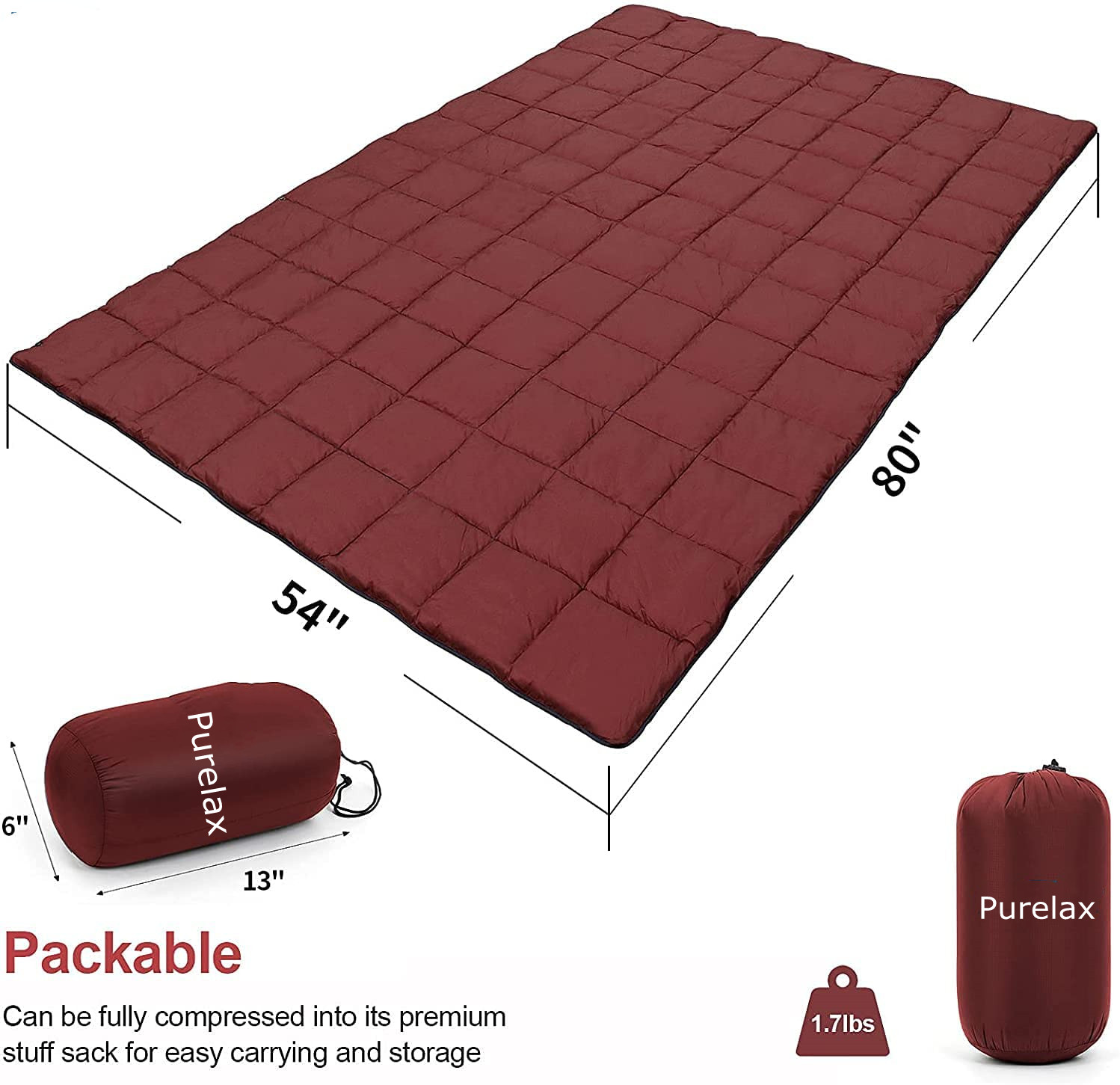 Custom Nylon Waterproof Printed Blanket Recycled Puffy Down Camping Blanket