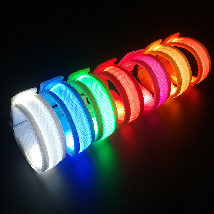 Hot sales hiking Safety Adjustable Custom LOGO LED Arm Band Light Up LED Armband Running for dark