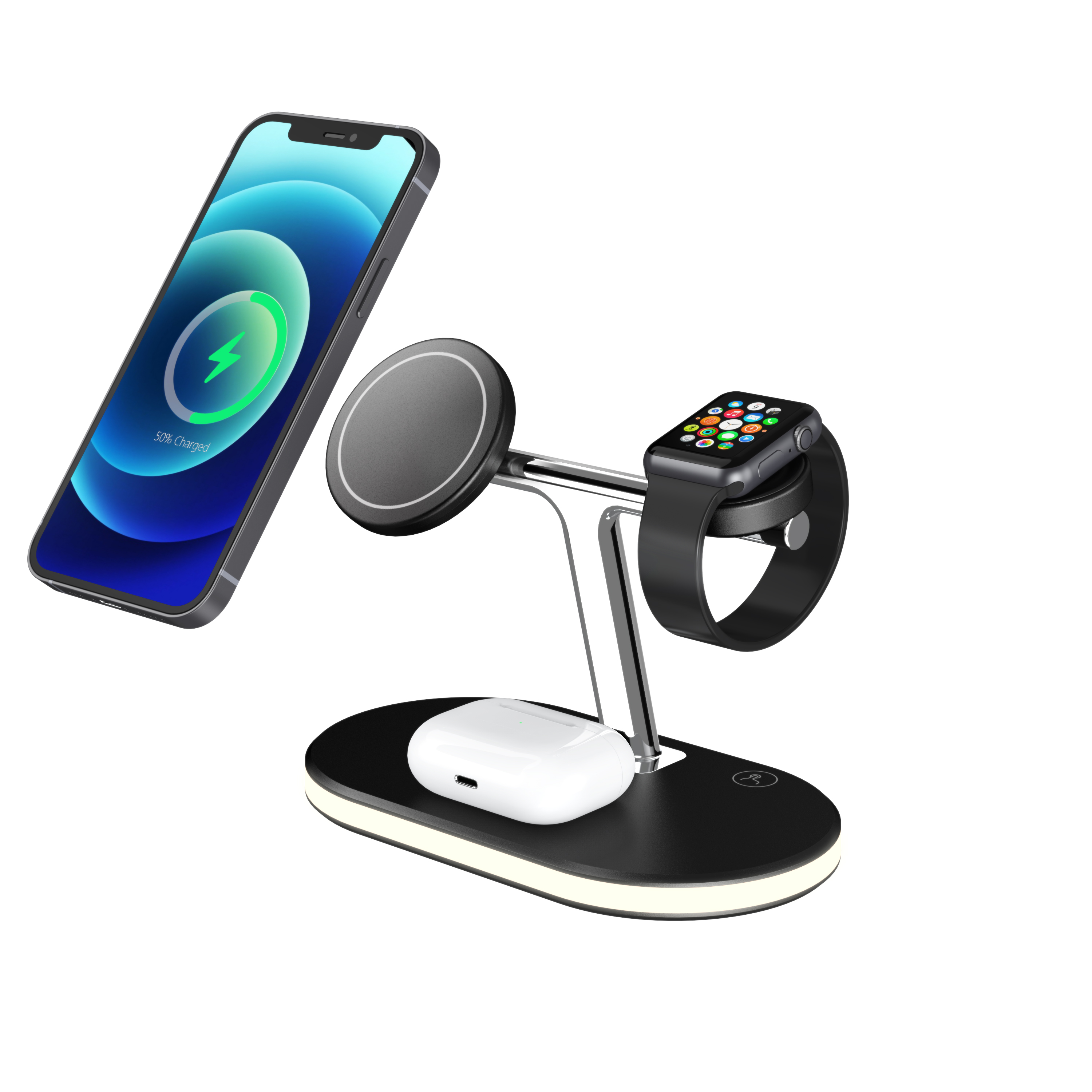 2021 Trending Products Magnetic Wireless Charger 3 in 1 15W Fast Charge Magnet Portable Magnetic Wireless Charger Stand