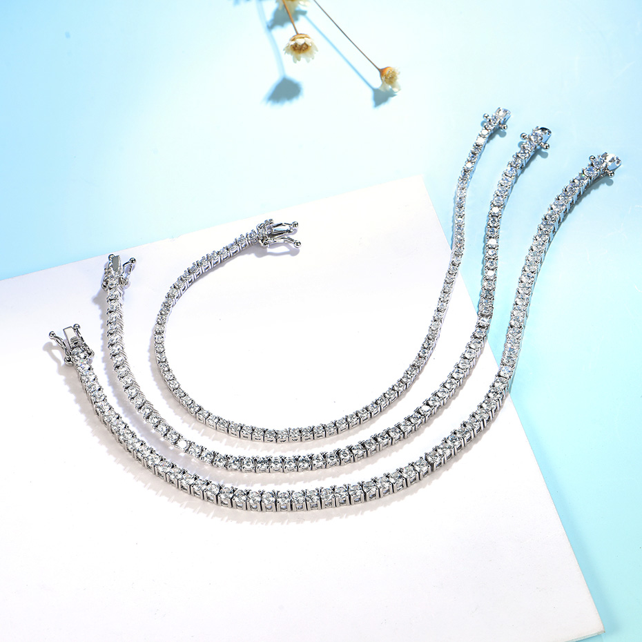 Fashion Round 2.0mm 2.5mm 3.0mm Charm Luxury Bracelet for Engagement Gifts Solid 925 Sterling Silver Tennis Bracelets for Women
