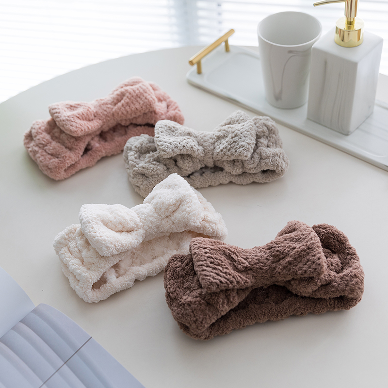 wholesale Cute butterfly bow Soft Fleece Wash Face hairband Spa hairband Cosmetic Makeup headband for woman