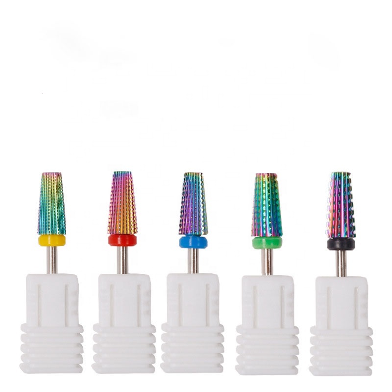Tungsten Steel Grinding Head Color Plated Straight Grooved Tooth Two Way Electric Milling Drilling Bits Nail
