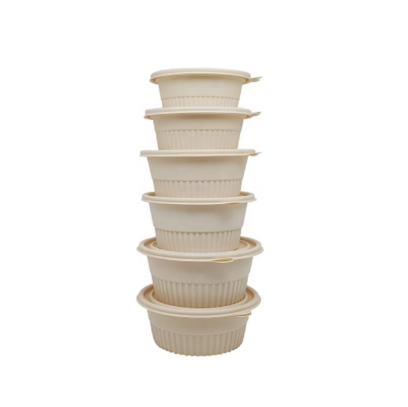 Round Corn Starch bowl Biodegradable Bowl Microwavable Lunch Boxes Biodegradable Food Container with lid