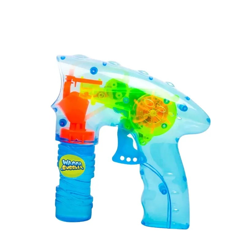 Transparent Bubble Gun led light up bubbles shooter outdoor toy friction flashing bubble gun