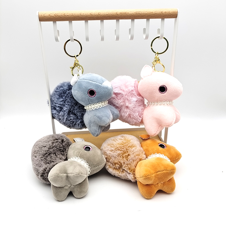 Factory Wholesale Cute Squirrel Charm Plush Keychain Key Ring Lobster Clasp Key Chains