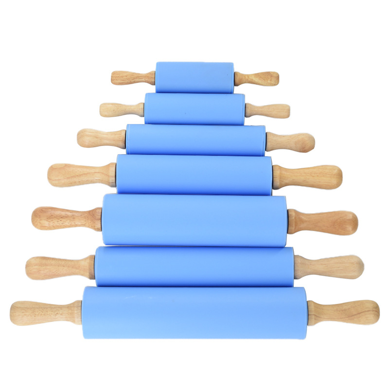 Top Seller Food grade silicone Dough Rolling Pin With Stable Wood Handle
