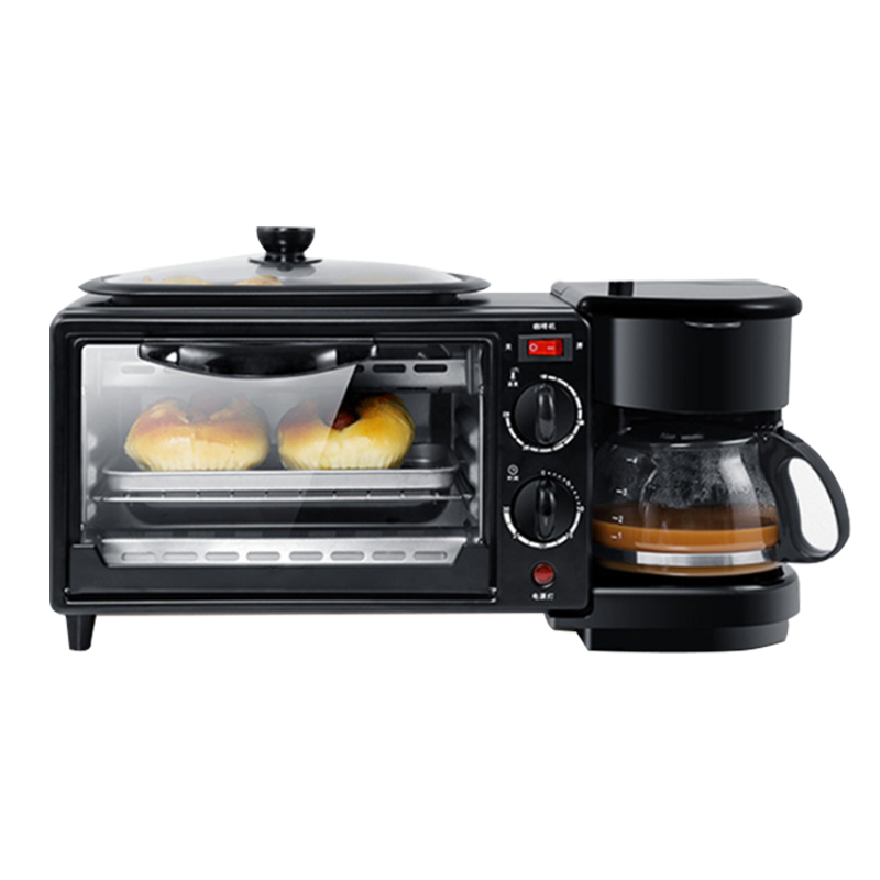 Portable Kitchen Appliances 3 in 1 Breakfast Machine Multi-Function Mini Oven Mini Drip Coffee Machine Frying Pan Toaster