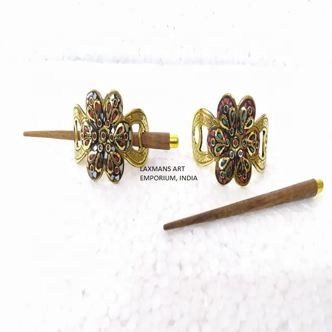 metal with stone beaded work hairsticks