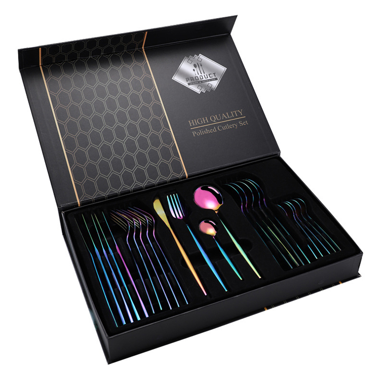 Luxury Mirror Polish 24pcs gold Flatware Stainless Steel Spoon Forks Knife Cutlery cookware Set