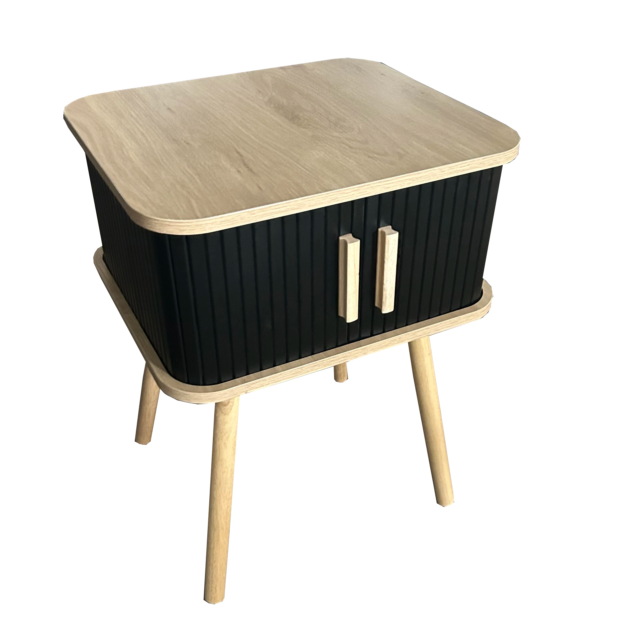 Modern MDF Nightstand luxury bedside table with sliding door Bedroom Storage End Bedside Cabinet Stand Bedside night table