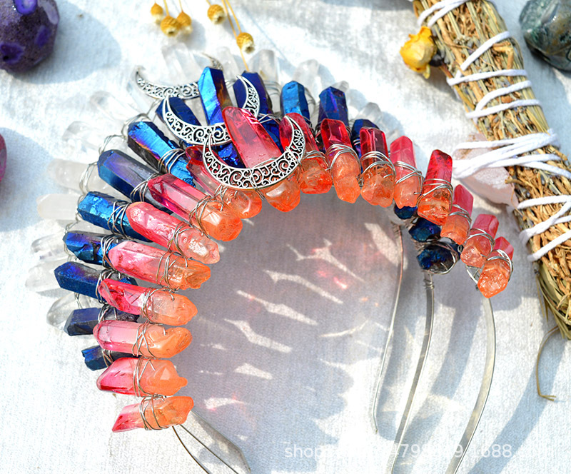 Fashion handmade crystal quartz hairbands gemstones crystal craft Xmas stuffs crystal healing stones gifts