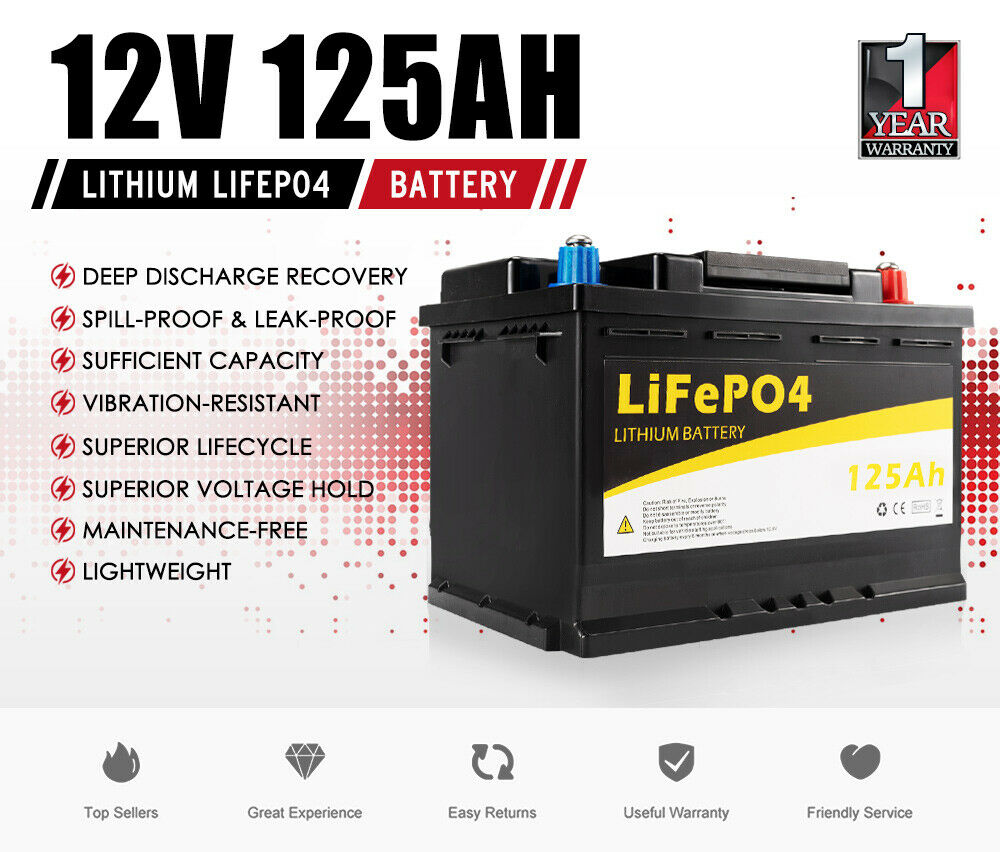 125Ah 12V LiFePO4 железа перезаряжаемая уплотненная многократного цикла глубокого заряда-разряда морской 4WD литиевая батарея