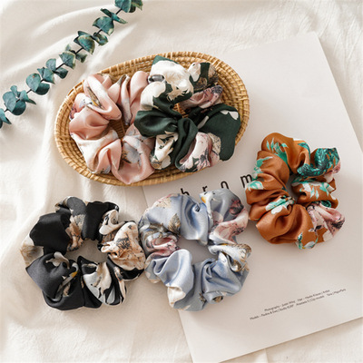 JIRIS Factory custom designer printed velvet elastic hair ties assorted colors kid large hair scrunchies with logo
