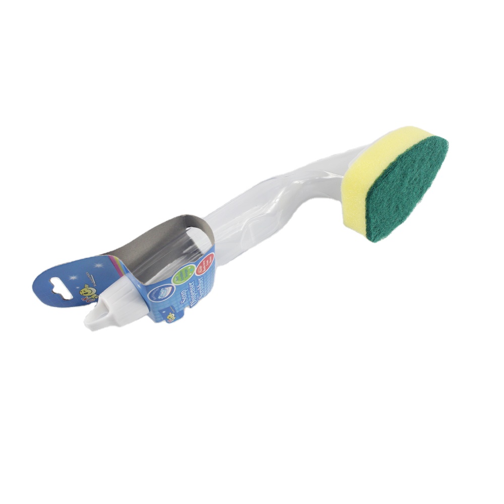 Plastic Pot Brush With Long Handle And Scouring Pad Of Kitchen Cleaning Tooling with replaced head