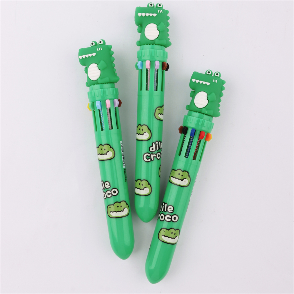 Wholesale Customized Cute 10 Color Crocodile Ballpoint Pen For Girl Gift Writing Pen School Supplies Stationery Ballpen Supplier