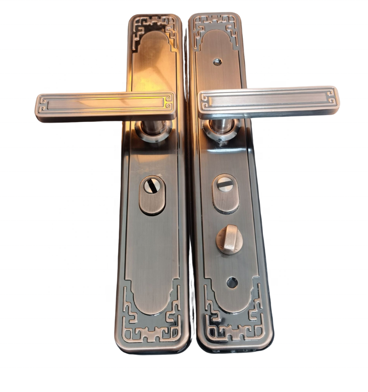 Entry door anti-theft lock red bronze multi-function reinforced double spring locksmith handle
