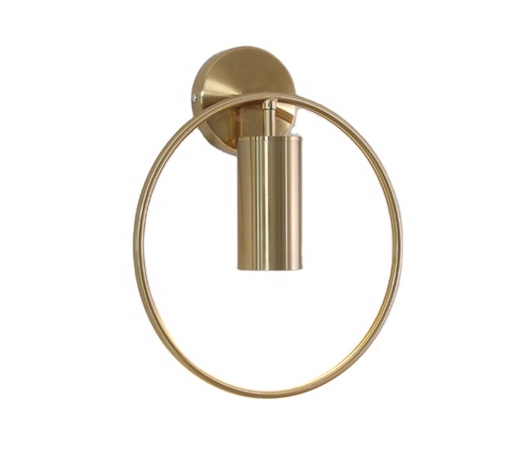 fashion nordic design copper round indoor led flexible shadeless bed side reading wall lamp