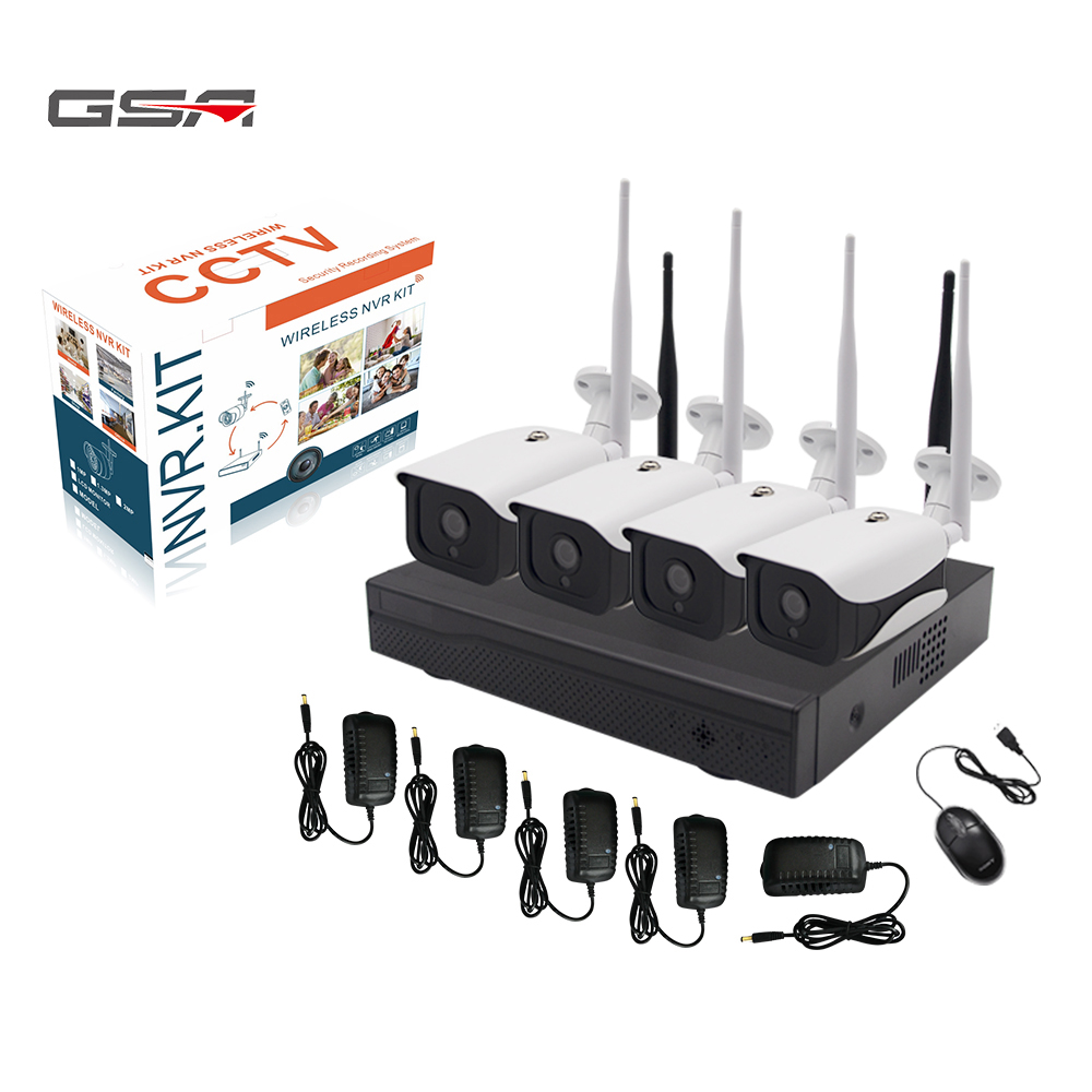 Комплект сетевого видеорегистратора GSA OEM H.265 wifi 2 МП наружная камера безопасности Беспроводная передача дальнего радиуса действия приложение eseecloud