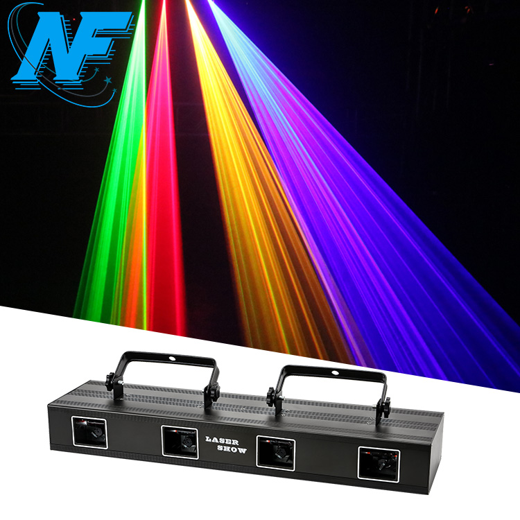 Недорогое освещение для дискотеки, 4 головки RGB, полноцветный лазерный свет для сцены, DJ-бара