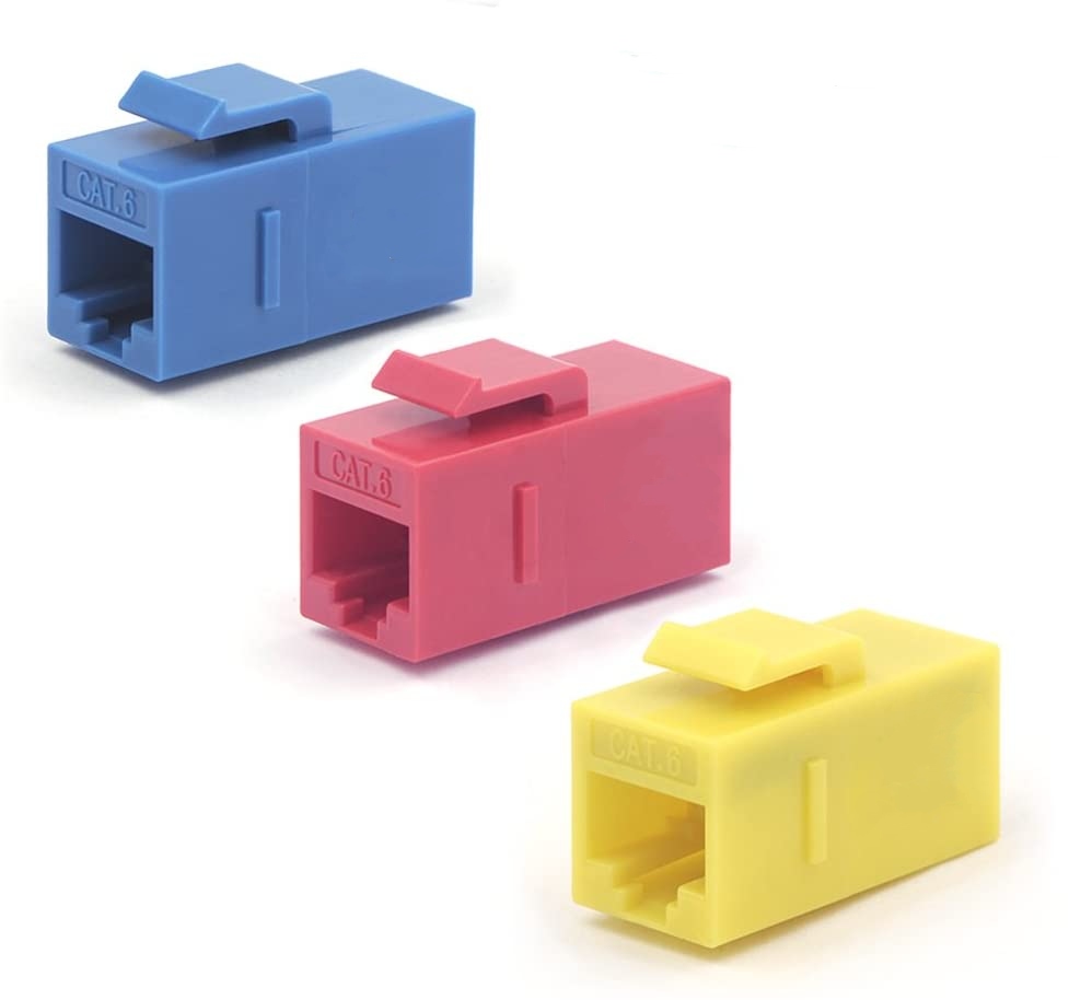 Черный разъем cat5e cat6 Keystone Jack, соединитель питания сквозь UTP RJ45, Женский к RJ45 Женский Cat6 соединитель