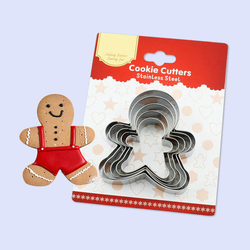 Amazon hot sale 5-piece gingerbread man cookie mold set Christmas baking mould for family cookies