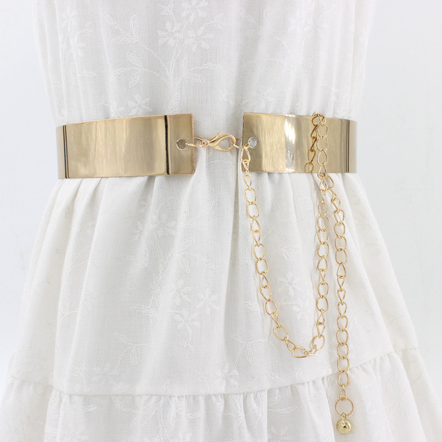 Women's Skirts Metal Belt Wide Metal Accessories Hollow Metal Flower Belt Dinner Dress Slimmer Belt