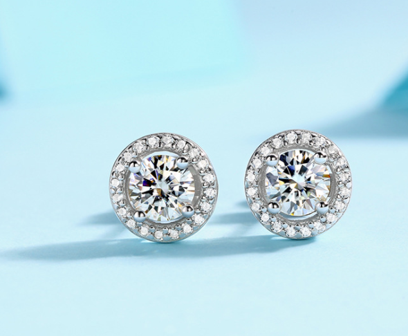 Hot-sale Classical Square Round Rhinestone Zircon Stud Earrings for Men Women