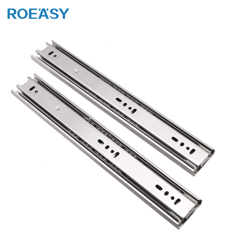 ROEASY BS-4510ASS 45MM 1.0*1.0*1.2MM Stainless Steel Soft Closing Ball Bearing Drawer Slide Telescopic Channel