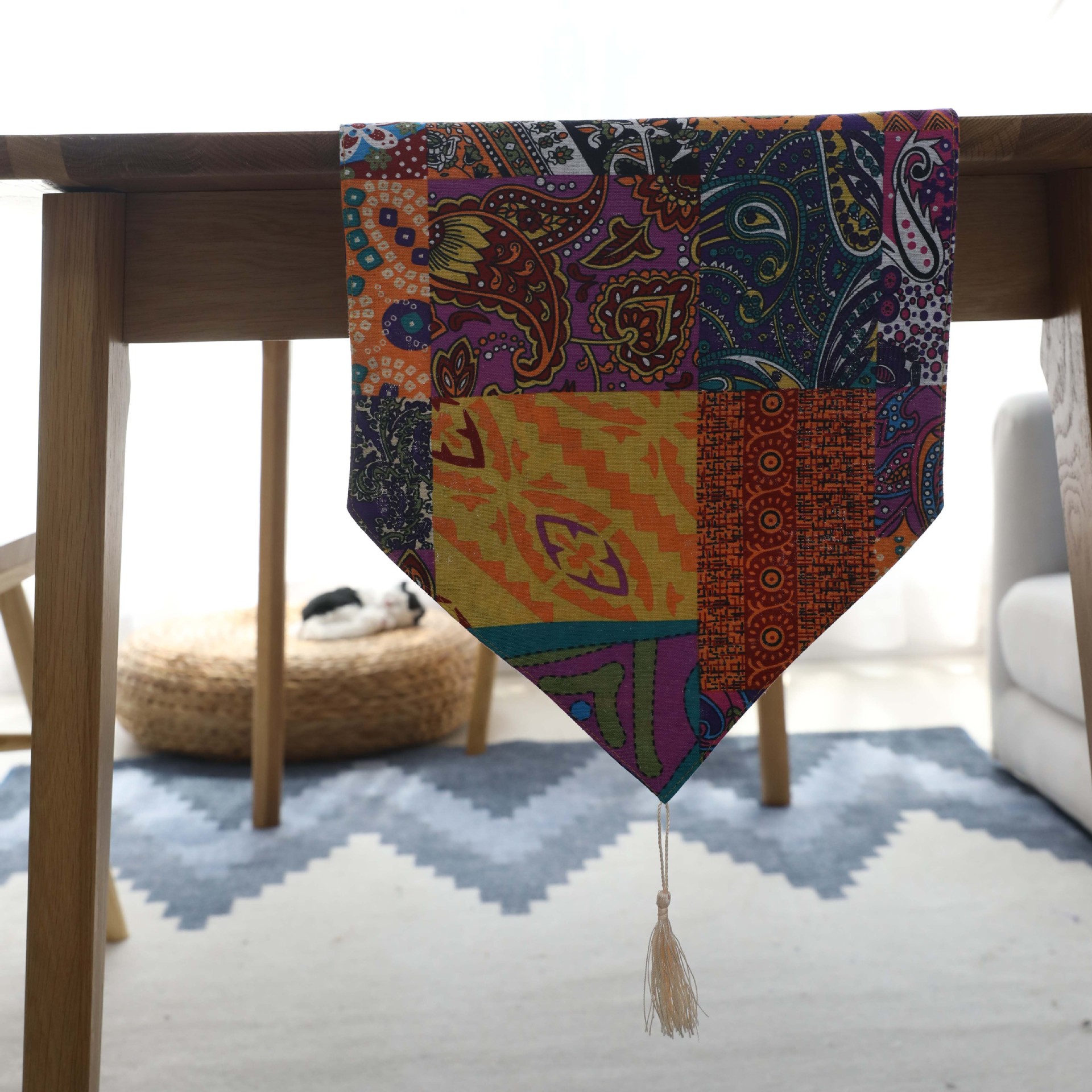 Sunny Textile Cotton And Linen Table Runner American Retro Style Cover Cloth Bohemia Style Coffee Table Cloth