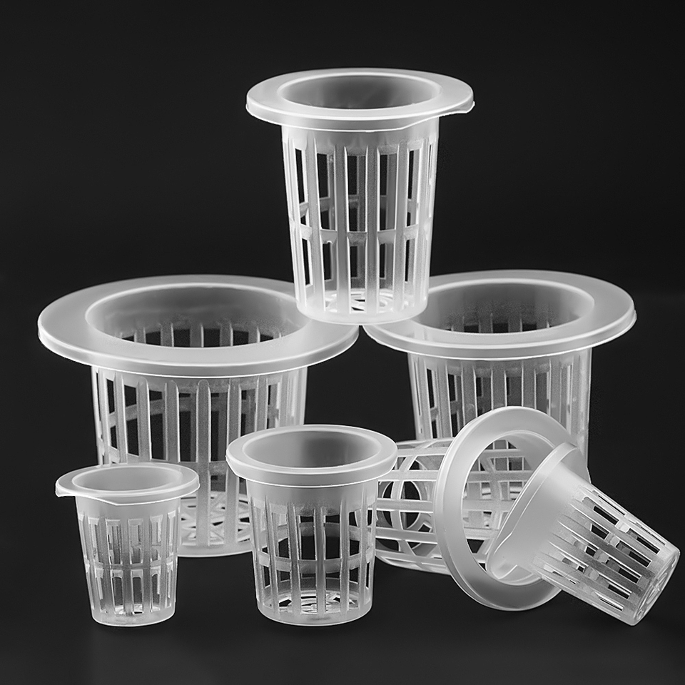 Clear Lightweight plastic biodegradable round mesh net pots heavy duty for plants