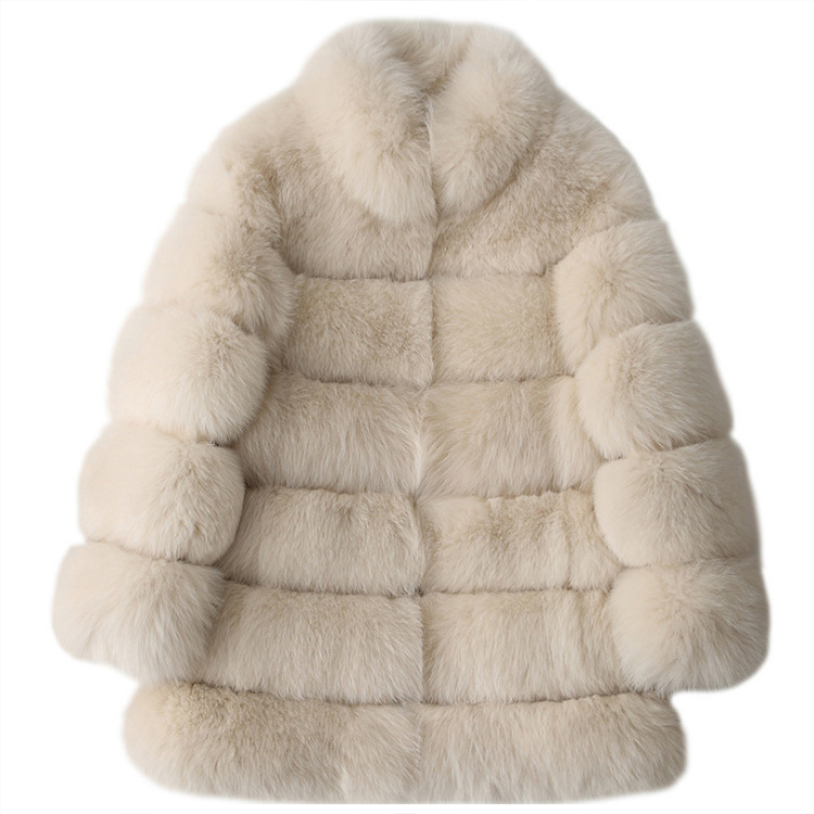 European American Overcoat Stand-Up Collar Winter Women Mid-Length Overcoat Simulation Fox Fur Overcoats