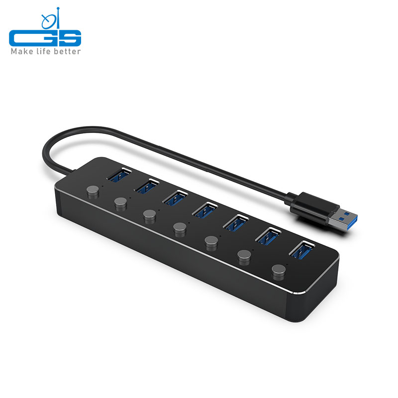 2022 Горячие скиды 5 Гбит/с скорость передачи данных 7 портов usb hub 3,0 с кабели, легко носить с собой