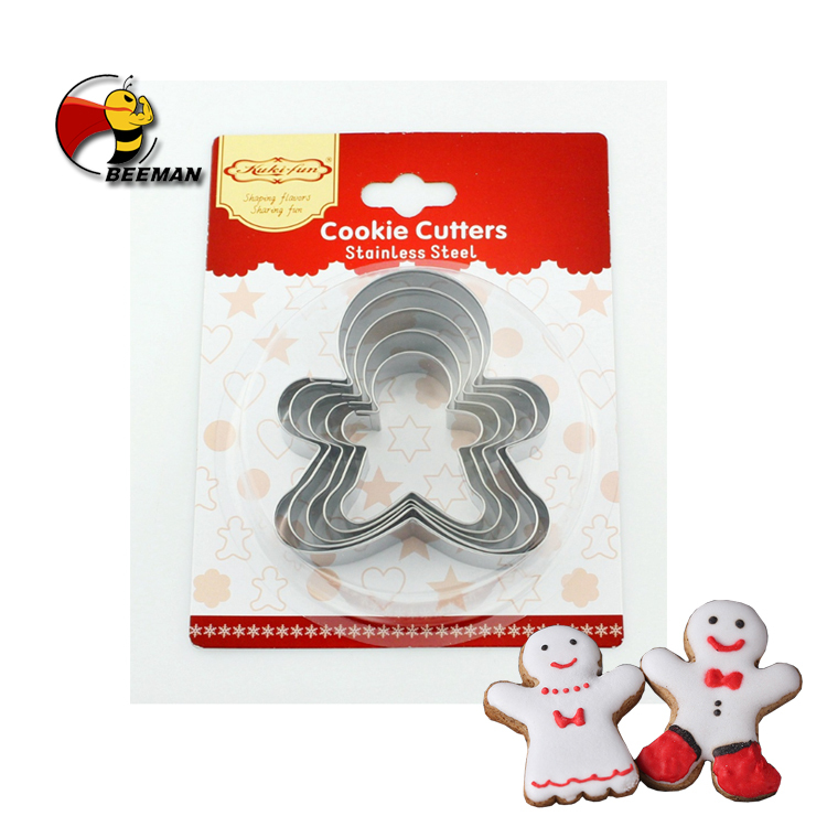 Beeman 5pcs Baking Mold Set Christmas Gingerbread Man Cookie Cutters Decor Ornaments