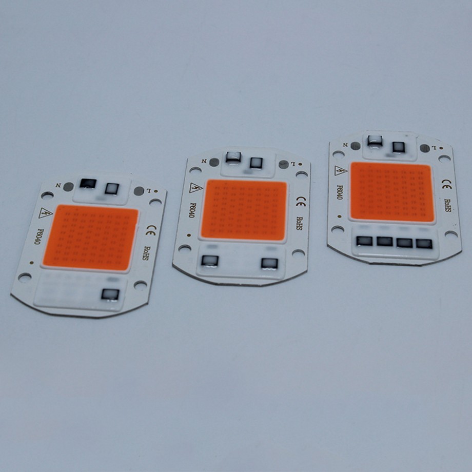 20 Вт 30 Вт 50 Вт супер яркий полный спектр 380-840nm LED холодный белый и теплый белый COB чип 110 В 220 В Smart IC 60x40 мм алюминиевая печатная плата
