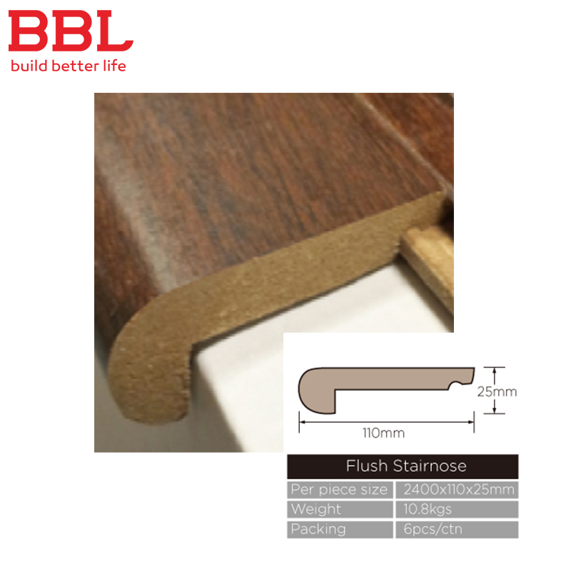 BBL laminate stair parts 2400*110*25 mm MDF Flush stair tread nosing moldings
