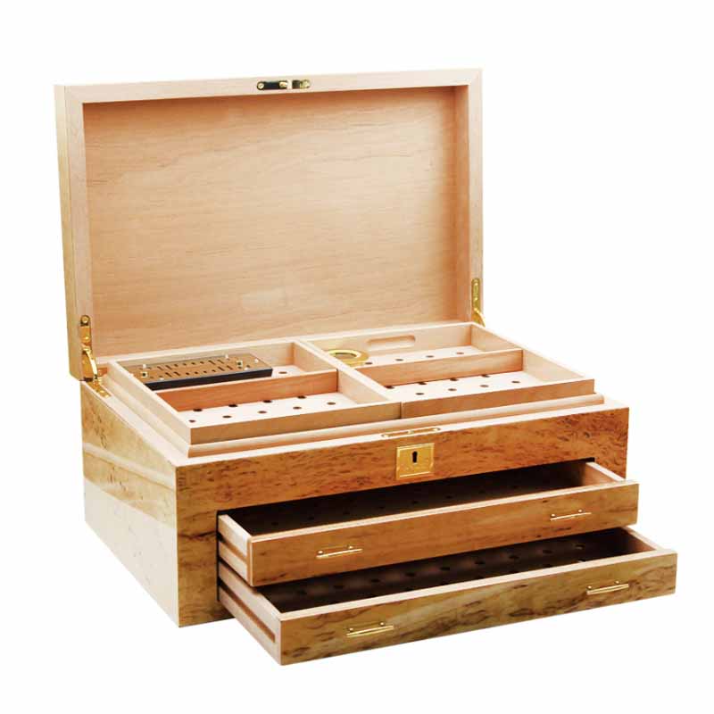 High-end Spanish Cedar Golden Humidifier Cigars Humidor