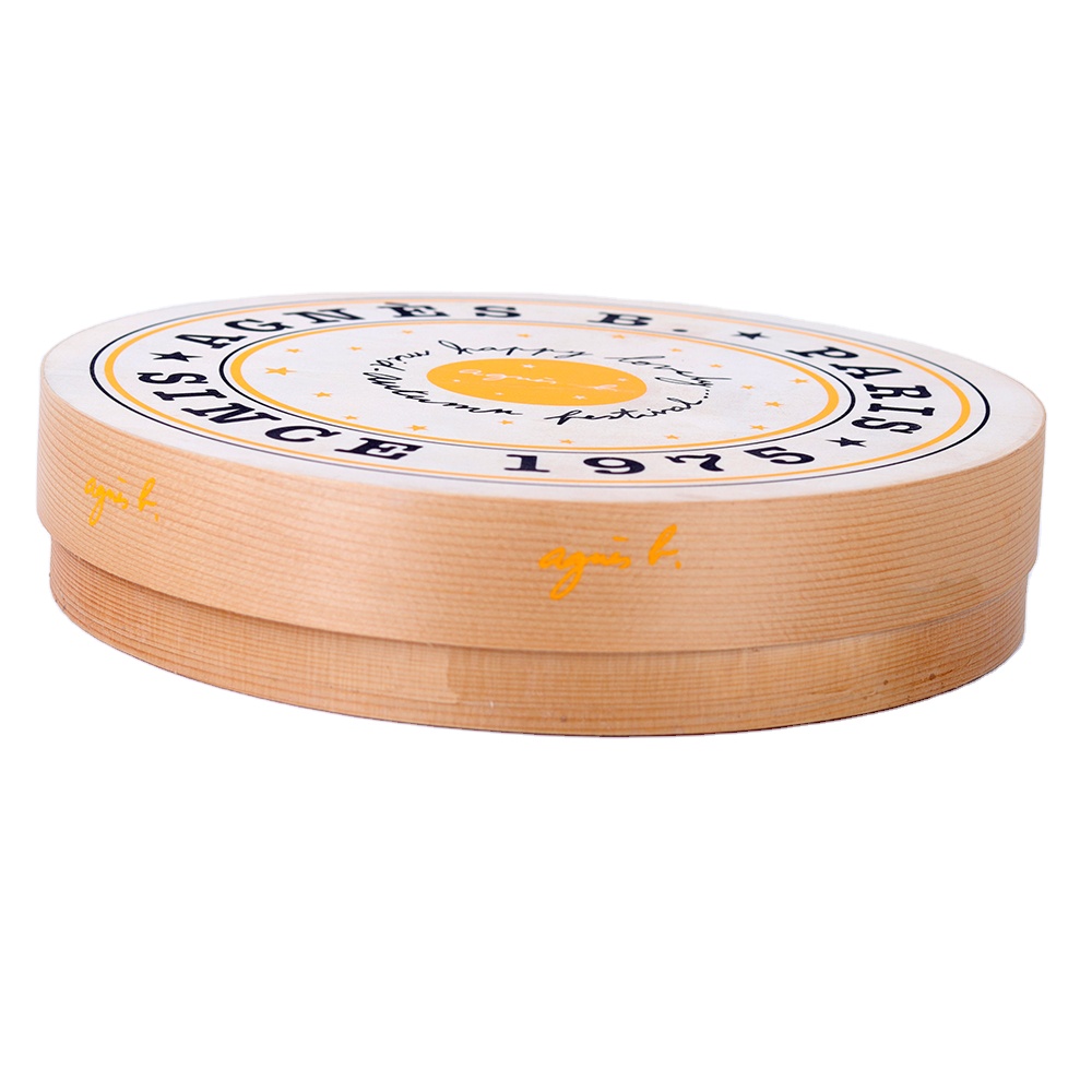 Custom home decor handmade mini round balsa wood cheese box wooden veneer box