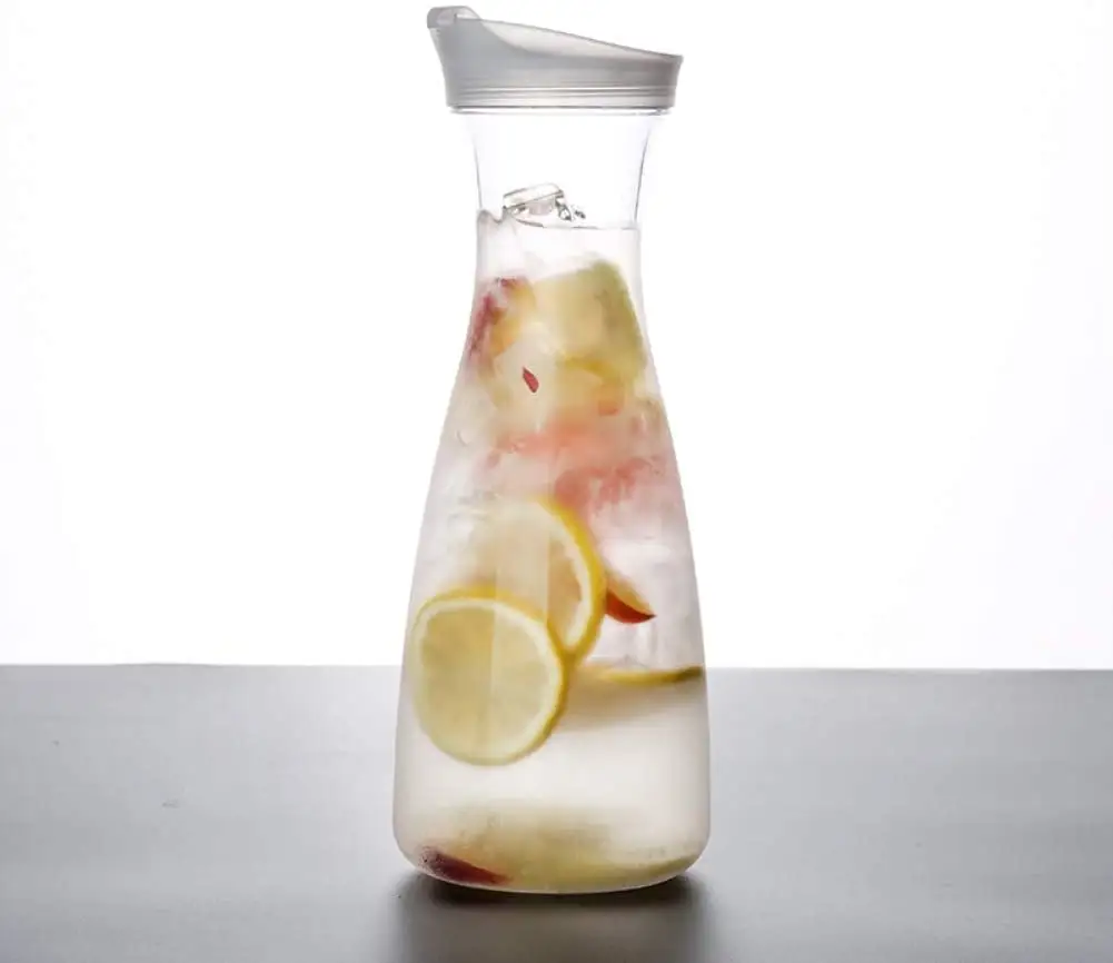 Restaurant cafeteria service transparent wine decanter pouring juice jug plastic beverage carafe water glass pitcher