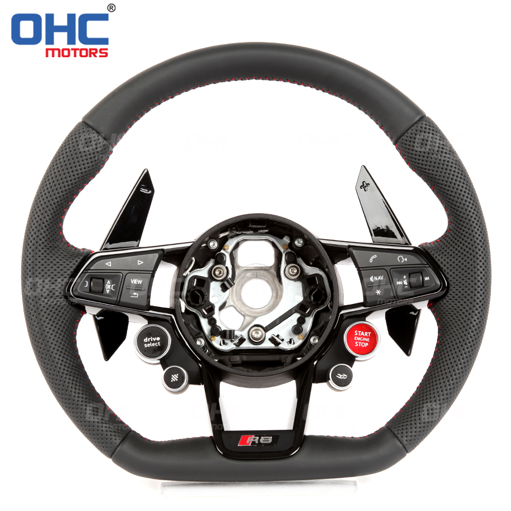 Leather Steering Wheel для Audi RS, RS3, RS7, A3, A4, A5, A7, q7, TT, TTs, R8, Carbon Fiber, Ohc Motors, Upgrade