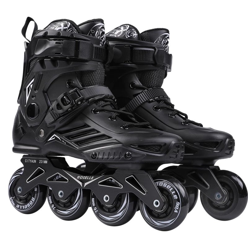 Plastic fiber glass professional adult man 4 wheels inline roller skates