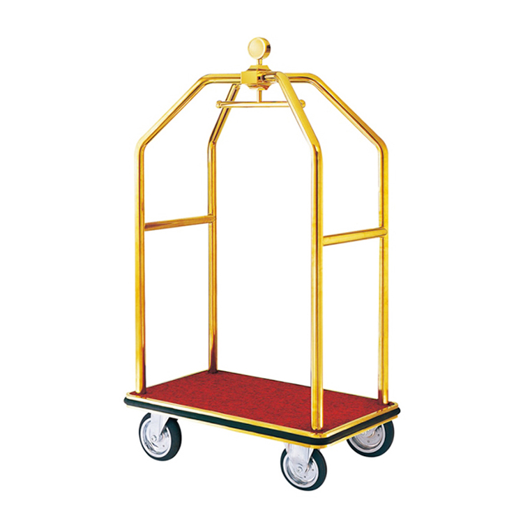 Attractive price new type bellboy Golden metal birdcage hotel luggage trolley