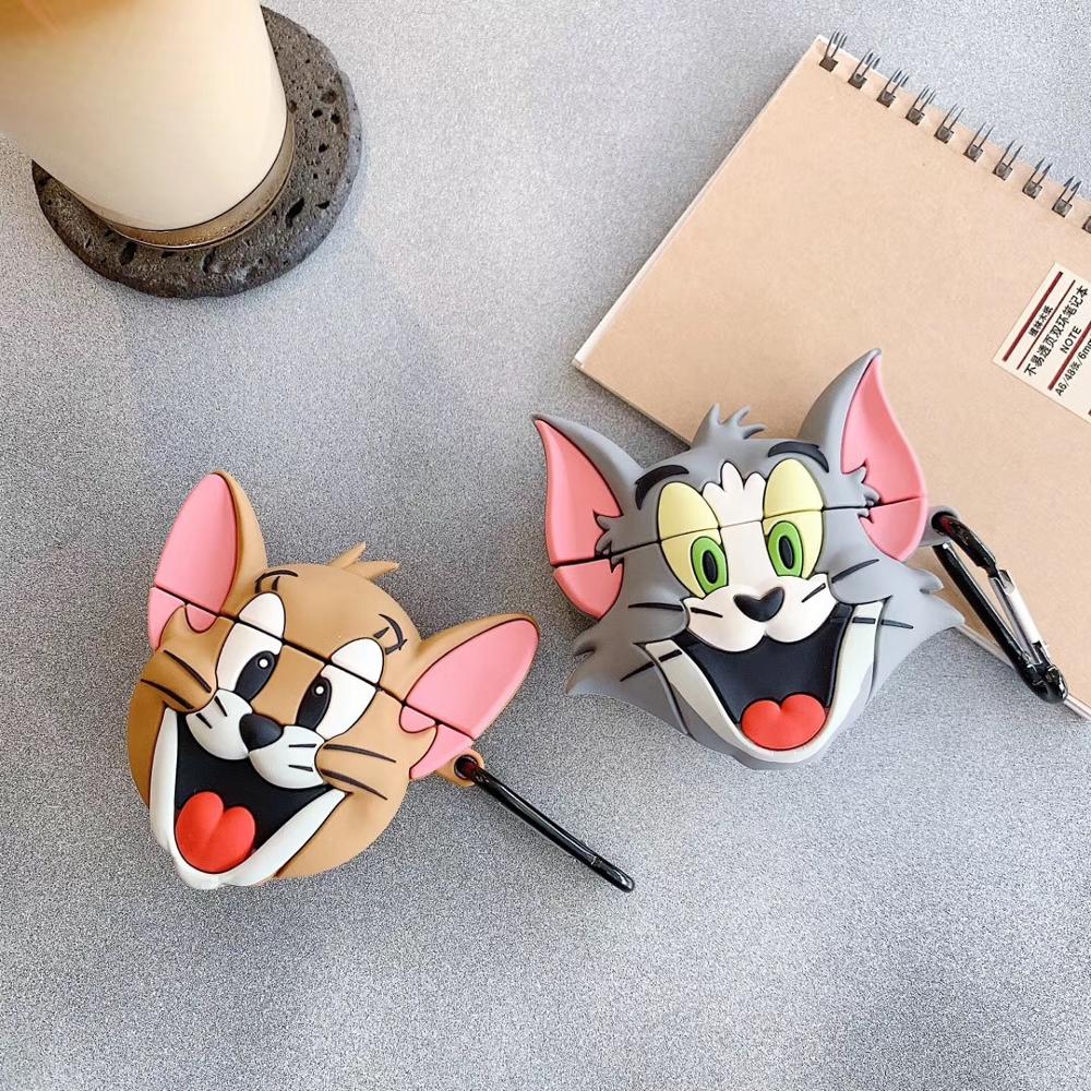 Силиконовый 3D Чехол Tom Jerry для Apple Air Pod, чехол для Airpods 1 2