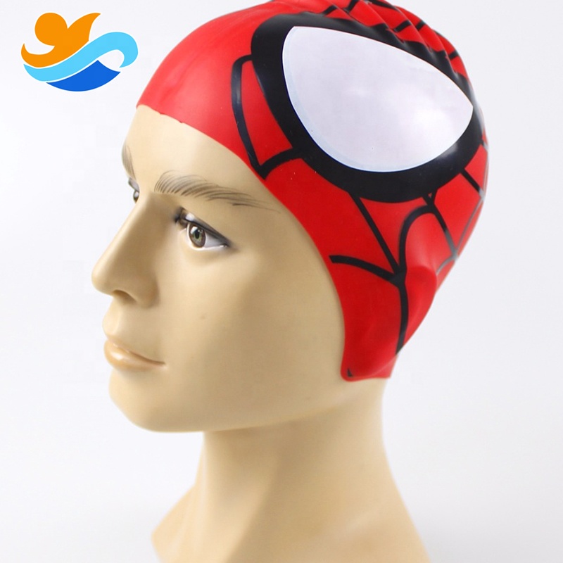 Kids cartoon Custom Logo Swimming caps food grade silicone swim hat